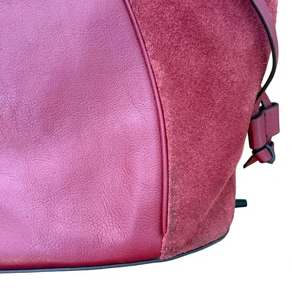 Fossil Charli Leather and Suede Tote Bag Triple Compartment Red Shoulder Bag - Picture 11 of 16